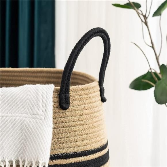 Jute Rope Laundry Hamper by YOUDENOVA, 105L - Woven Collapsible Laundry Basket - Picture 3 of 7
